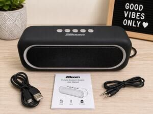 2Boom Portable Bluetooth Speaker USB AUX TF Card Rechargeable Black